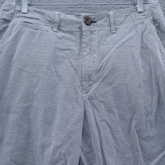 American Eagle Mens All Cotton Chino Shorts 34x9* Blue White Stripe Flat Front - Picture 4 of 16